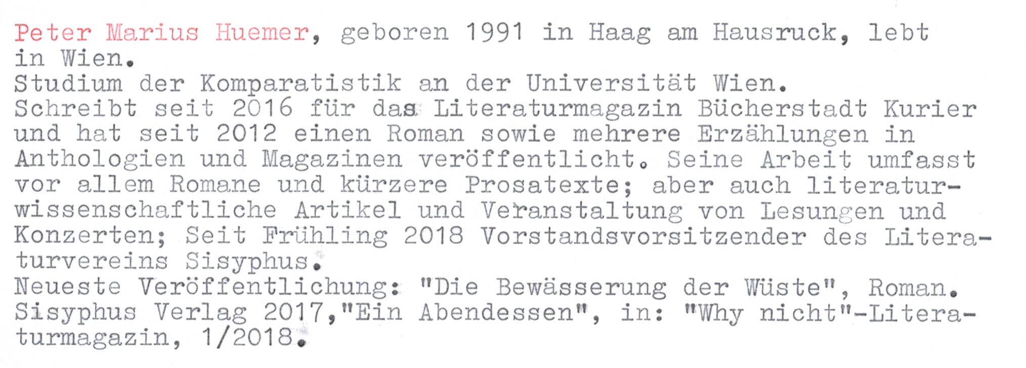 Kurzbiografie Peter Marius Huemer
